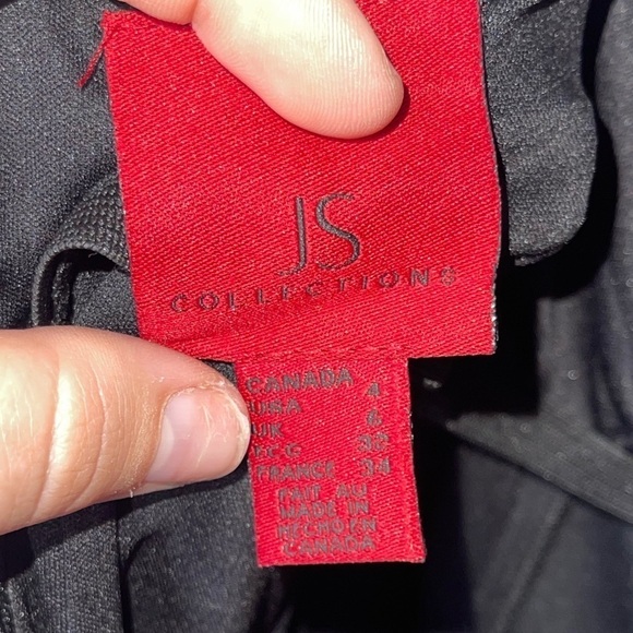 NWT JS COLLECTIONS Black Lace Ruffle Hem Midi Cocktail Dress Size 4 - Picture 4 of 6